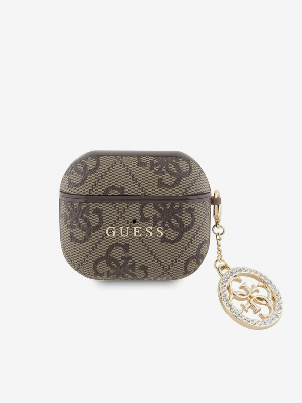 Guess Custodia Charm Guess 4G Script PC/PU per AirPods 3 Marrone