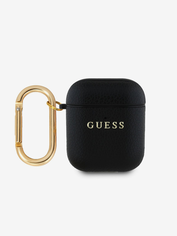 Guess Custodia classica con logo in grana Guess PU per AirPods 1/2 nero