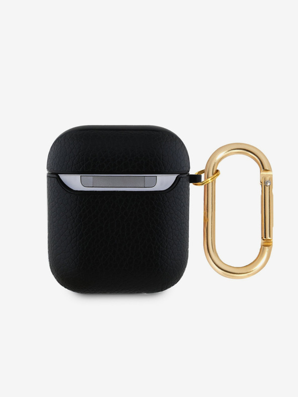 Guess Custodia classica con logo in grana Guess PU per AirPods 1/2 nero