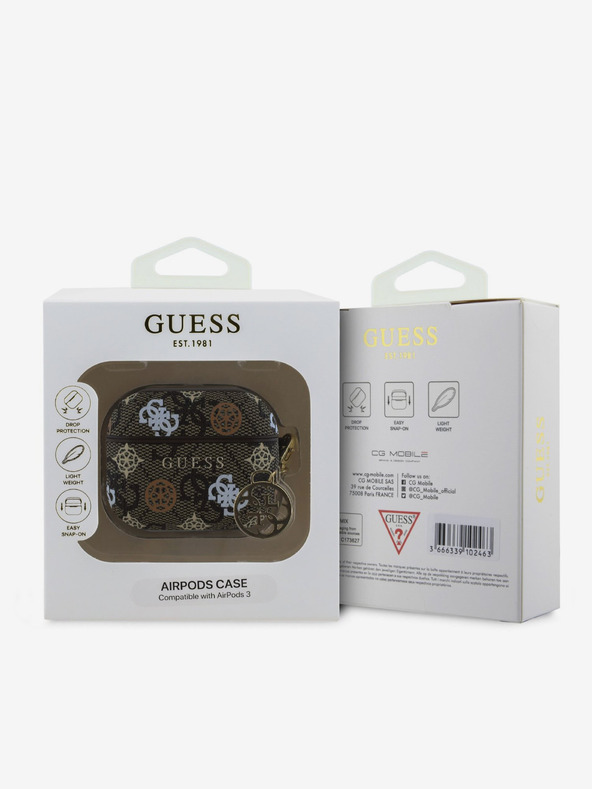 Guess Custodia con charm Guess PU 4G Peony per AirPods 3 marrone