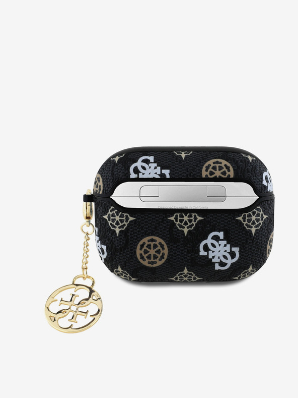 Guess Guess PU 4G Custodia con charm in peonia per AirPods Pro nero