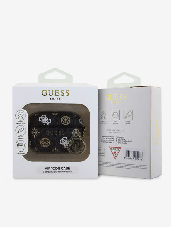 Guess Guess PU 4G Custodia con charm in peonia per AirPods Pro nero