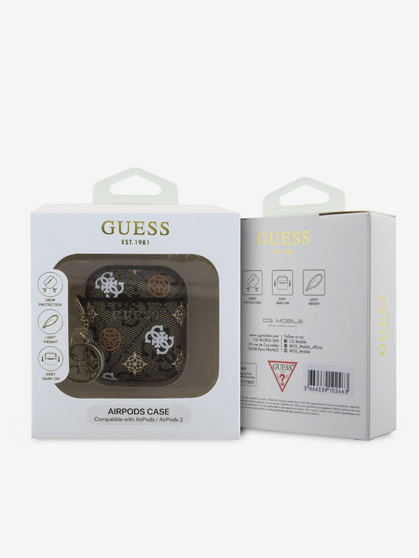Guess Custodia Guess PU 4G Peony Charm per AirPods 1/2 Marrone