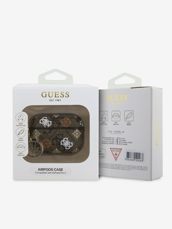 Guess Guess PU 4G Custodia con charm in peonia per AirPods Pro 2 marrone
