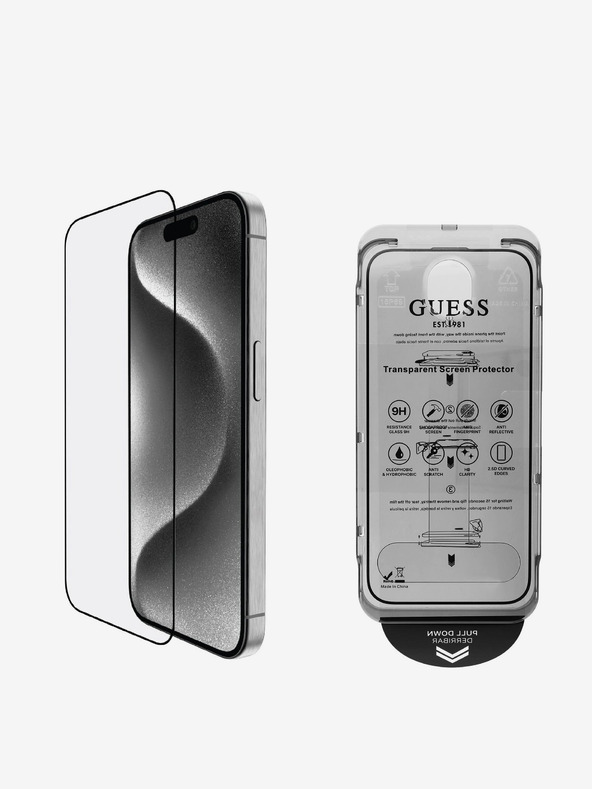 Guess Vetro temperato 2.5D Guess per iPhone 16 Pro Nero