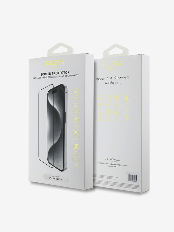 Guess Vetro temperato 2.5D Guess per iPhone 16 Pro Nero