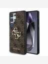 Guess PU 4G Metal Logo Rear Cover for Samsung Galaxy S25 Ultra Brown Phone Case