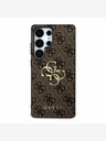 Guess PU 4G Metal Logo Rear Cover for Samsung Galaxy S25 Ultra Brown Phone Case