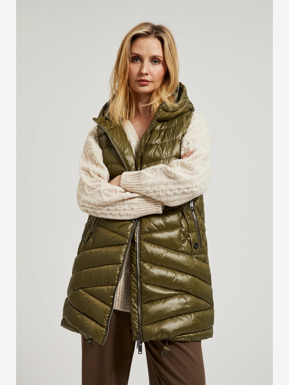 Moodo Gilet trapuntato verde con zip Moodo