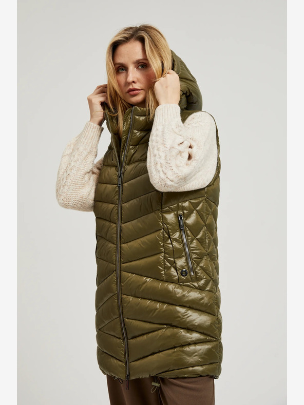 Moodo Gilet trapuntato verde con zip Moodo