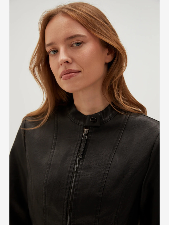 Moodo Giacca nera da donna in pelle Moodo