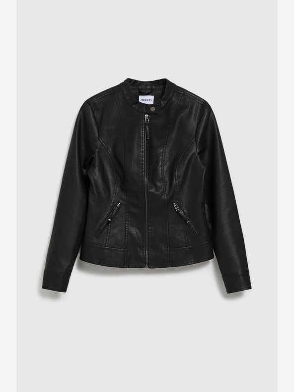 Moodo Giacca nera da donna in pelle Moodo