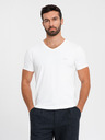 Ombre Clothing T-shirt uomo SLIM FIT con scollo a V, elastan e stampa bianco Ombre Clothing