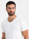 Ombre Clothing T-shirt uomo SLIM FIT con scollo a V, elastan e stampa bianco Ombre Clothing