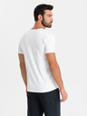 Ombre Clothing T-shirt uomo SLIM FIT con scollo a V, elastan e stampa bianco Ombre Clothing