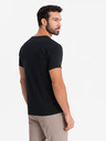 Ombre Clothing T-shirt uomo SLIM FIT con scollo a V, elastan e stampa nera Ombre Clothing