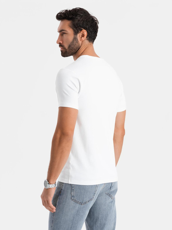Ombre Clothing T-shirt SLIM FIT da uomo con elastan e stampa bianca Ombre Clothing