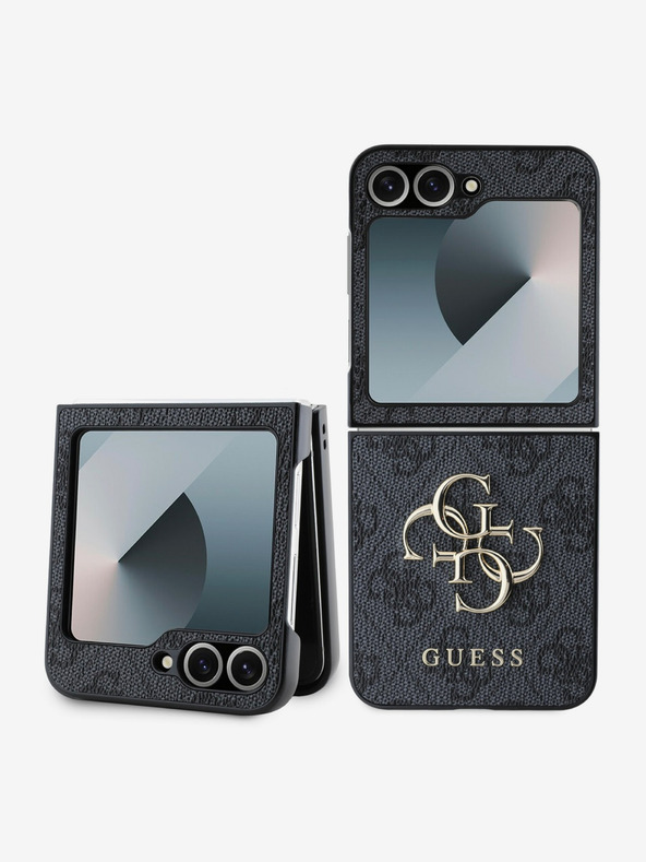 Guess Guess PU 4G Logo in metallo Custodia posteriore per Samsung Galaxy Z Flip 6 Grigio