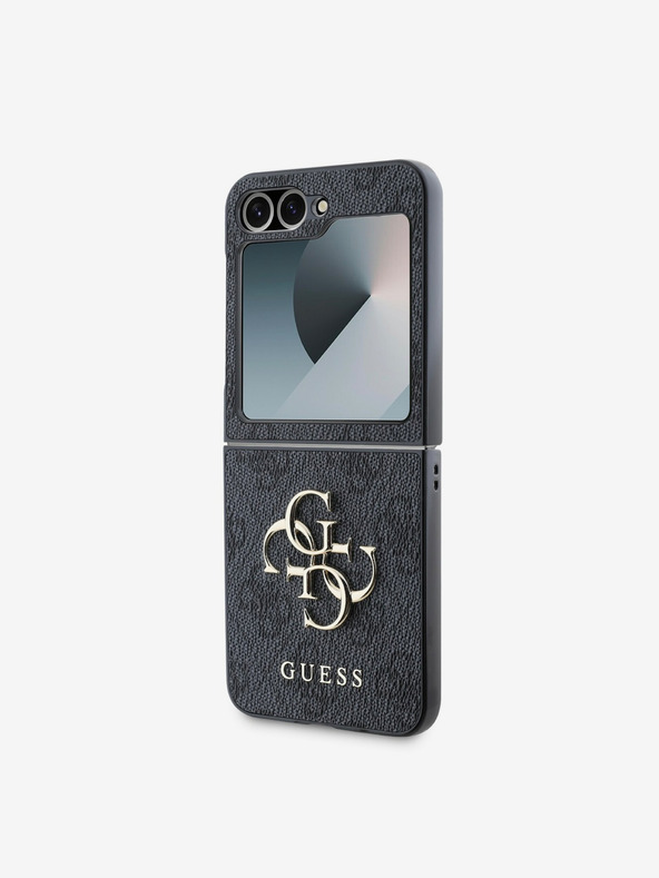 Guess Guess PU 4G Logo in metallo Custodia posteriore per Samsung Galaxy Z Flip 6 Grigio