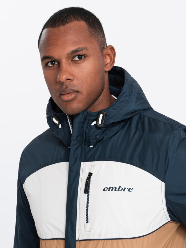 Ombre Clothing Giacca sportiva leggera colorata da uomo con pile marrone Ombre Clothing