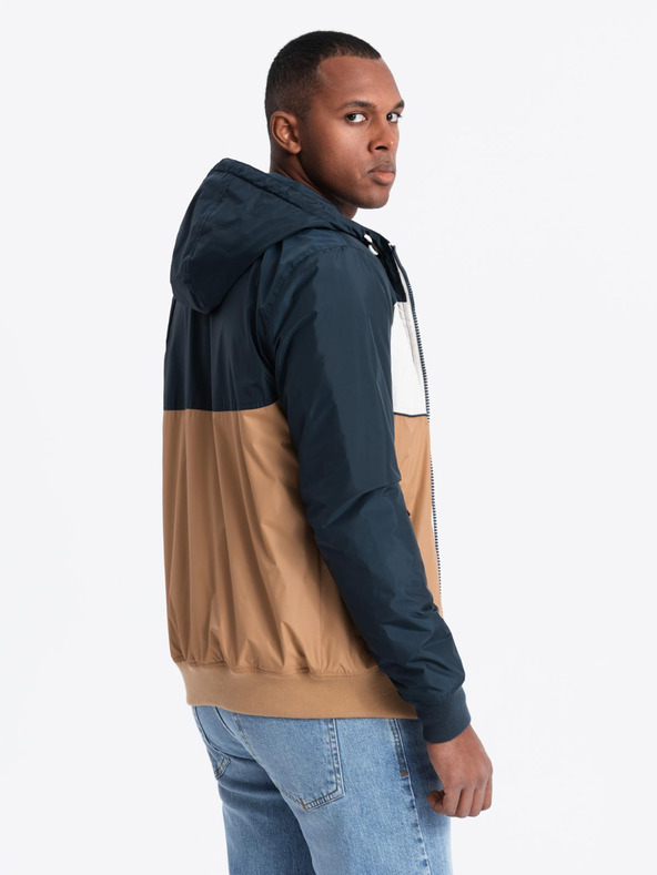 Ombre Clothing Giacca sportiva leggera colorata da uomo con pile marrone Ombre Clothing