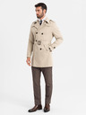 Ombre Clothing Cappotto elegante da uomo SLIM FIT con cintura beige Ombre Clothing