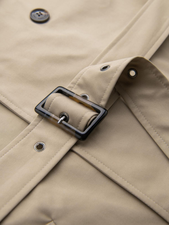 Ombre Clothing Cappotto elegante da uomo SLIM FIT con cintura beige Ombre Clothing