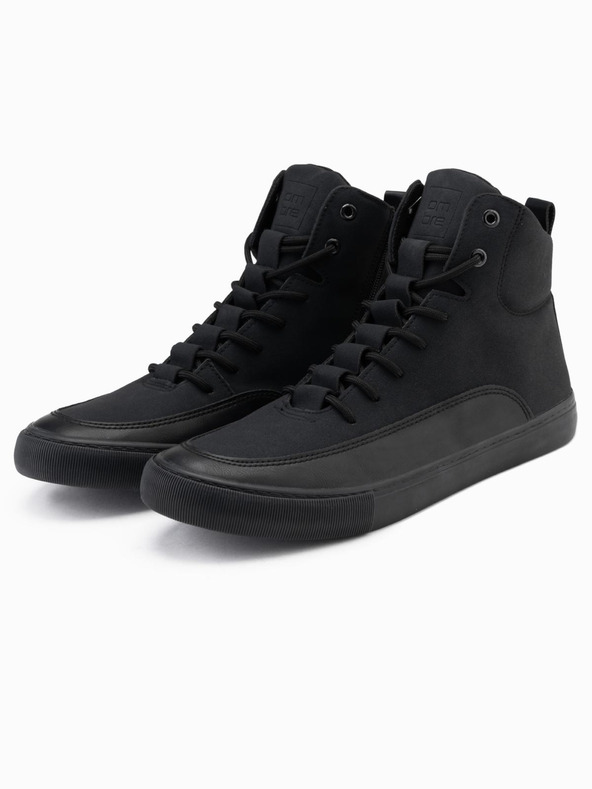 Ombre Clothing Scarpe da ginnastica alte da uomo con punta in gomma nero Ombre Clothing