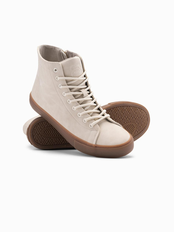 Ombre Clothing Sneakers alte da uomo con punta in gomma beige Ombre Clothing