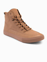 Ombre Clothing Sneakers alte da uomo con punta in gomma marrone Ombre Abbigliamento