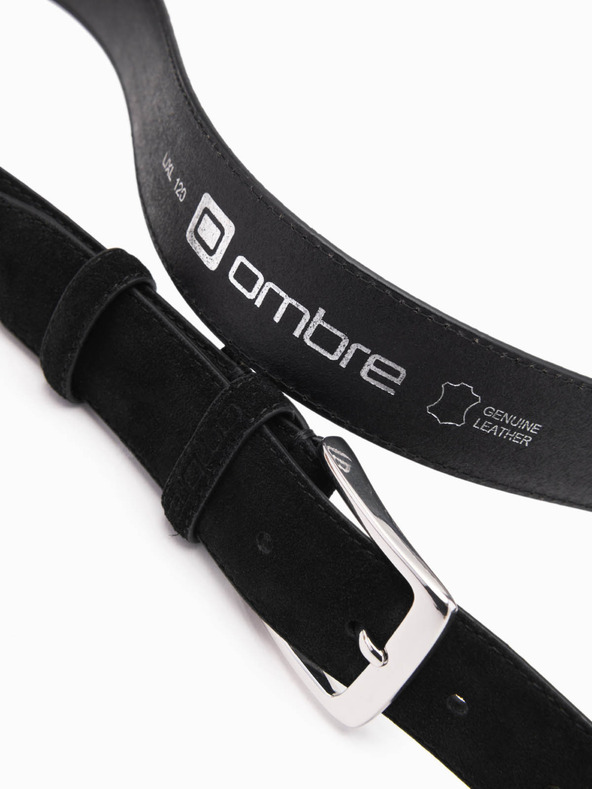 Ombre Clothing Cintura uomo tinta unita in camoscio naturale nero Ombre Clothing