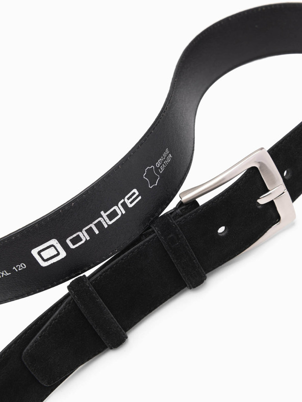 Ombre Clothing Cintura uomo tinta unita in camoscio naturale nero Ombre Clothing