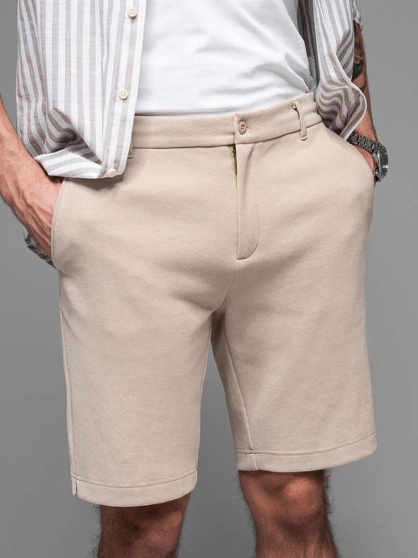 Ombre Clothing Pantaloncini da ginnastica da uomo in cotone BASIC beige Ombre Clothing