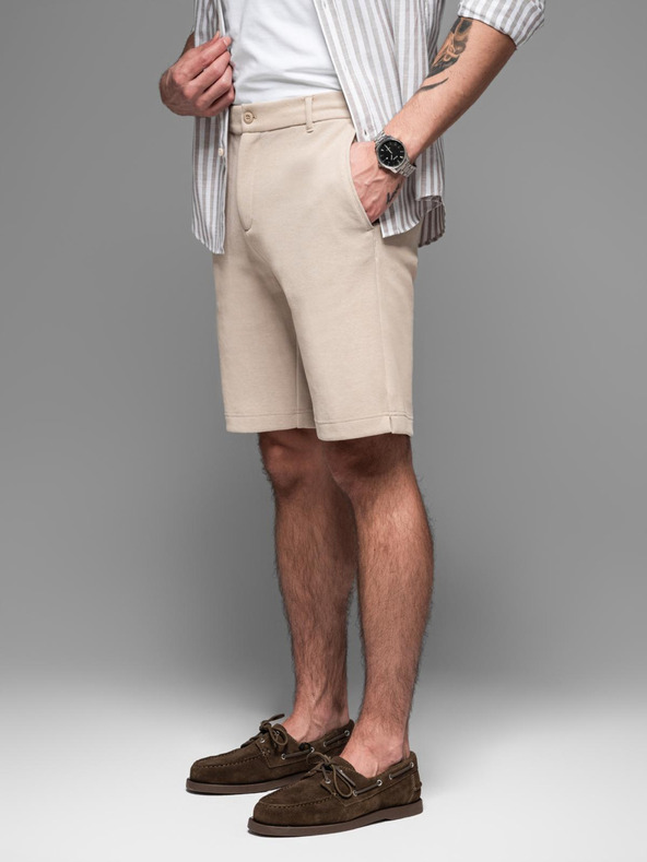 Ombre Clothing Pantaloncini da ginnastica da uomo in cotone BASIC beige Ombre Clothing