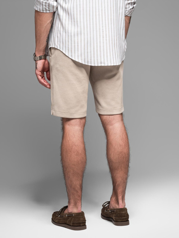 Ombre Clothing Pantaloncini da ginnastica da uomo in cotone BASIC beige Ombre Clothing