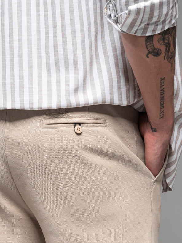 Ombre Clothing Pantaloncini da ginnastica da uomo in cotone BASIC beige Ombre Clothing