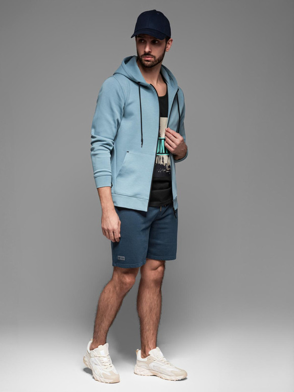 Ombre Clothing Pantaloncini da ginnastica da uomo in cotone BASIC blu Ombre Abbigliamento