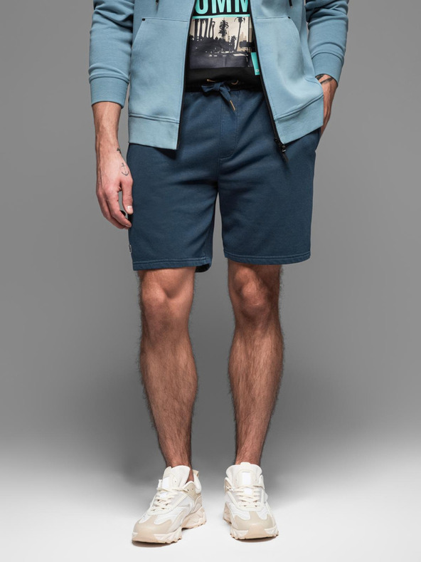 Ombre Clothing Pantaloncini da ginnastica da uomo in cotone BASIC blu Ombre Abbigliamento