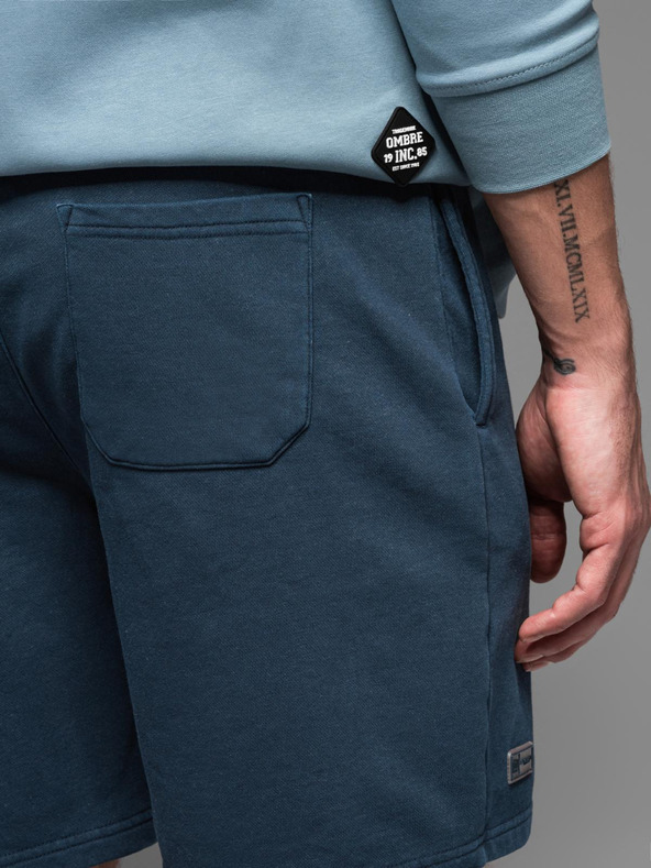 Ombre Clothing Pantaloncini da ginnastica da uomo in cotone BASIC blu Ombre Abbigliamento