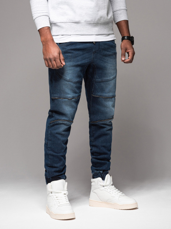 Ombre Clothing Pantaloni JOGGERY da uomo con tasche cargo con zip blu Ombre Clothing
