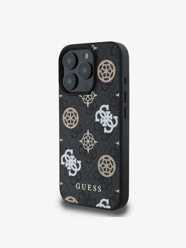 Guess Custodia posteriore MagSafe Guess PU 4G Peony per iPhone 16 Pro nero