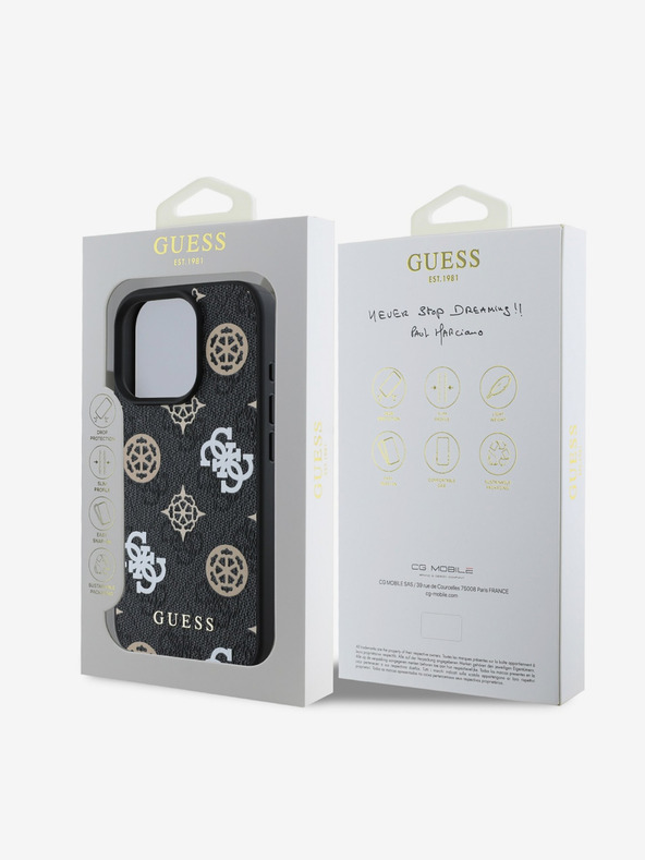 Guess Custodia posteriore MagSafe Guess PU 4G Peony per iPhone 16 Pro nero