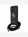 Guess Guess PU 4G Metal Logo Crossbody Strap Back Cover per iPhone 16 Nero