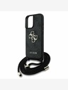 Guess Guess PU 4G Metal Logo Crossbody Strap Back Cover per iPhone 16 Nero