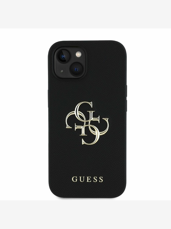 Guess Guess PU Grained 4G Metal Logo Back Cover per iPhone 14 Nero