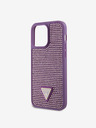 Guess Guess Strass Triangolo Logo Metallo Cover per iPhone 15 Pro Max Viola