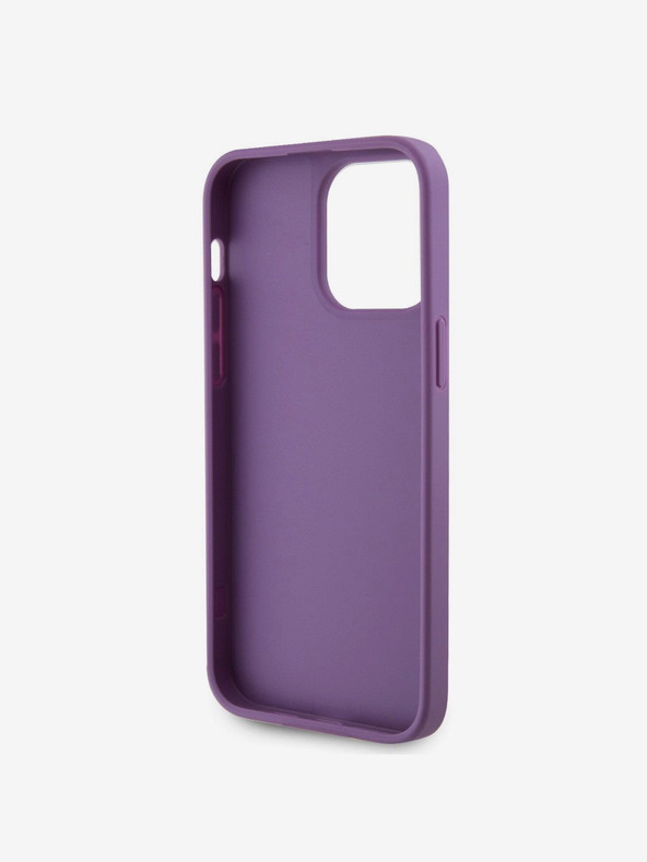 Guess Guess Strass Triangolo Logo Metallo Cover per iPhone 15 Pro Max Viola