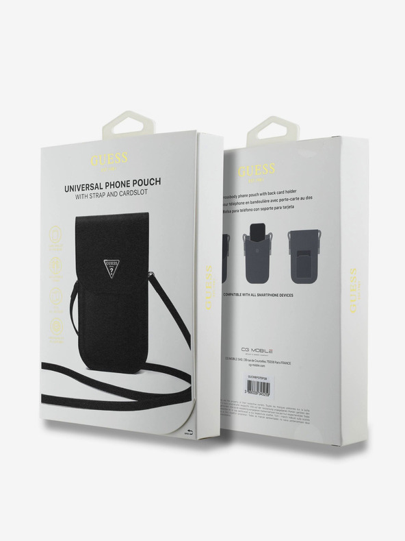 Guess Guess PU Grained Triangle Logo Borsa telefonica nera