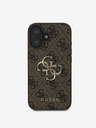 Guess Guess PU 4G Logo in metallo Custodia posteriore per iPhone 16 Marrone