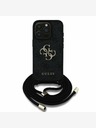 Guess Guess PU 4G Metal Logo Crossbody Strap Back Cover per iPhone 15 Pro Max Nero